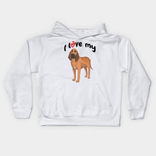 I Love My Bloodhound Dog Kids Hoodie